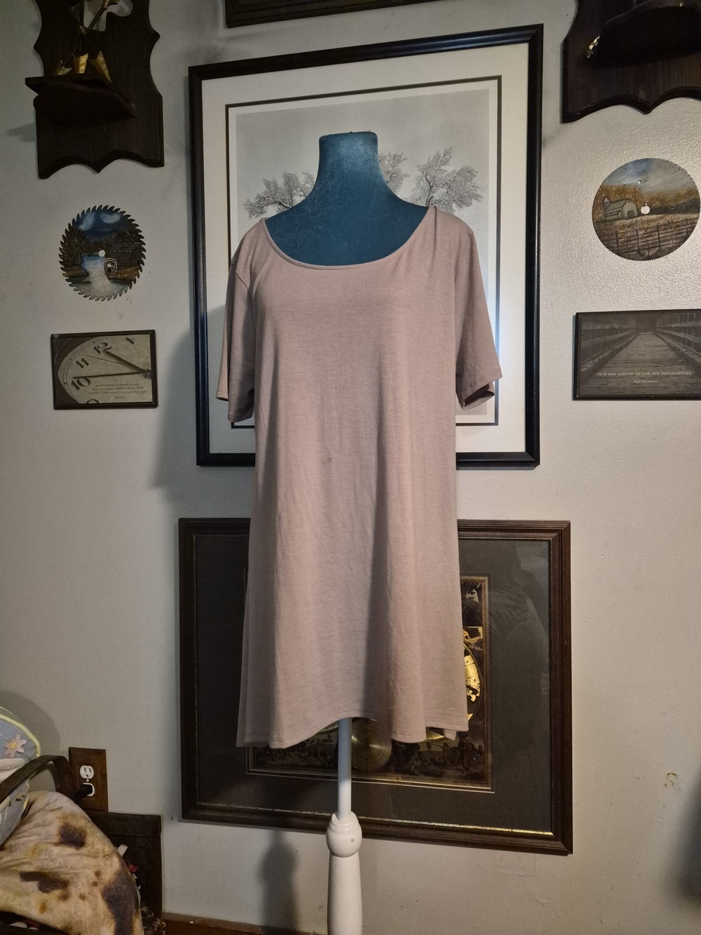 Zenana Tan V-Neck Short Sleeve Shirt 2X